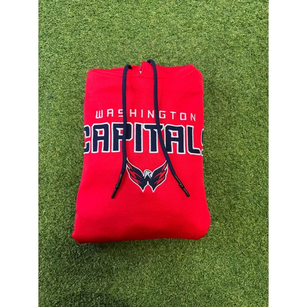 NHL Washington Capitals Hoodie Mens Large Red Performance Fleece Weagle Logo - Picture 7 of 7